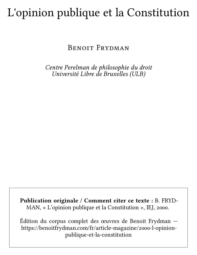 L'opinion publique et la Constitution