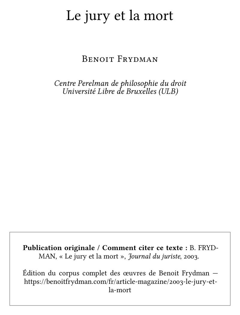 Le jury et la mort