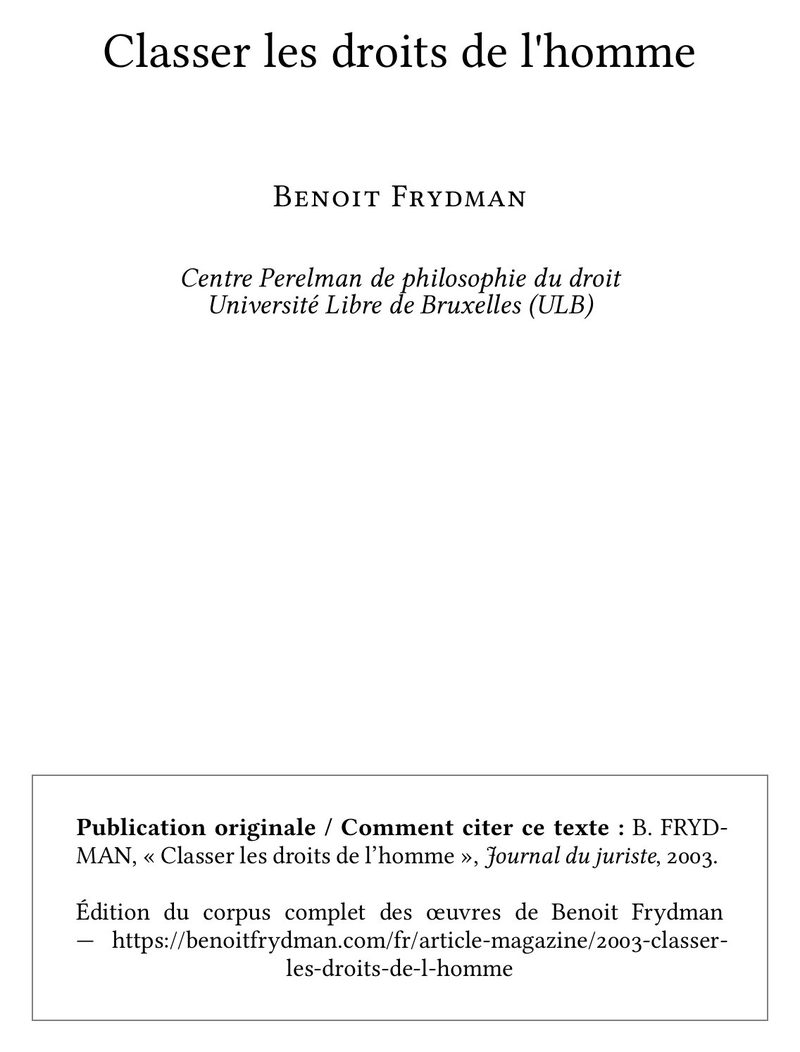 Classer les droits de l'homme