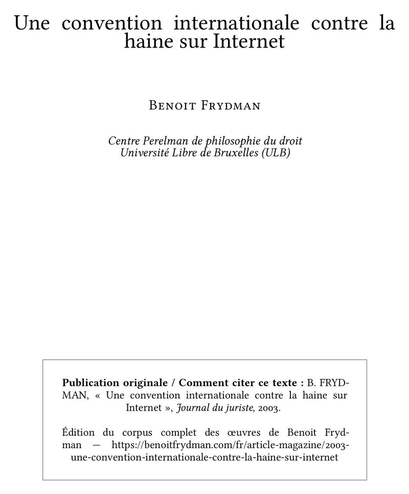 Une convention internationale contre la haine sur Internet
