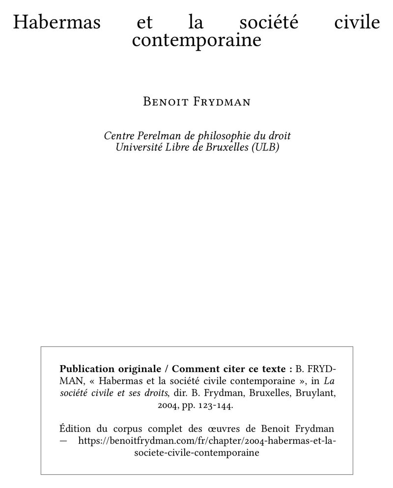 Habermas et la société civile contemporaine