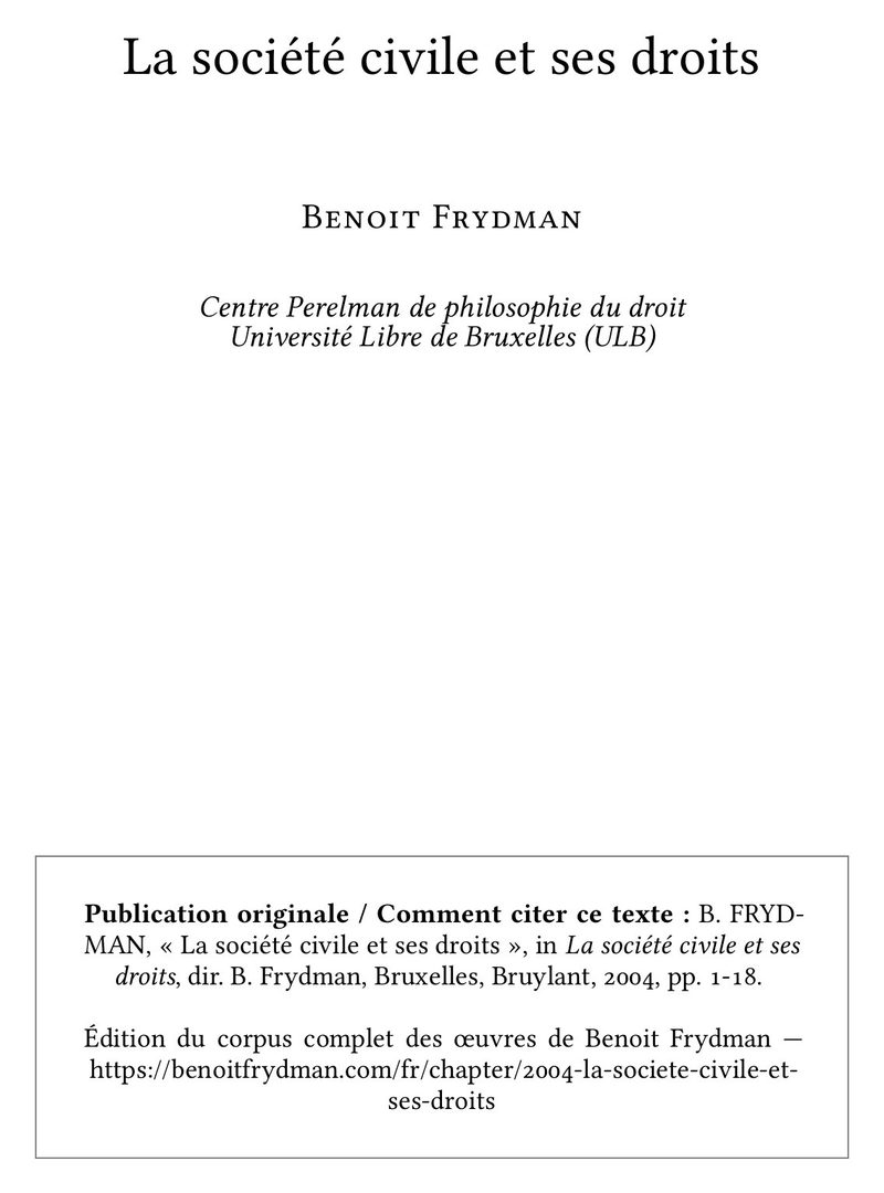La société civile et ses droits