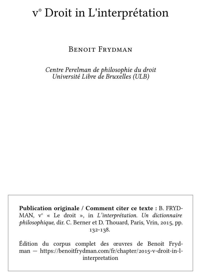 v° Droit in L'interprétation