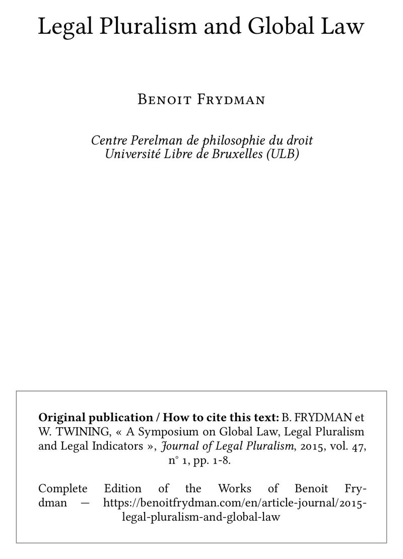 Legal Pluralism and Global Law