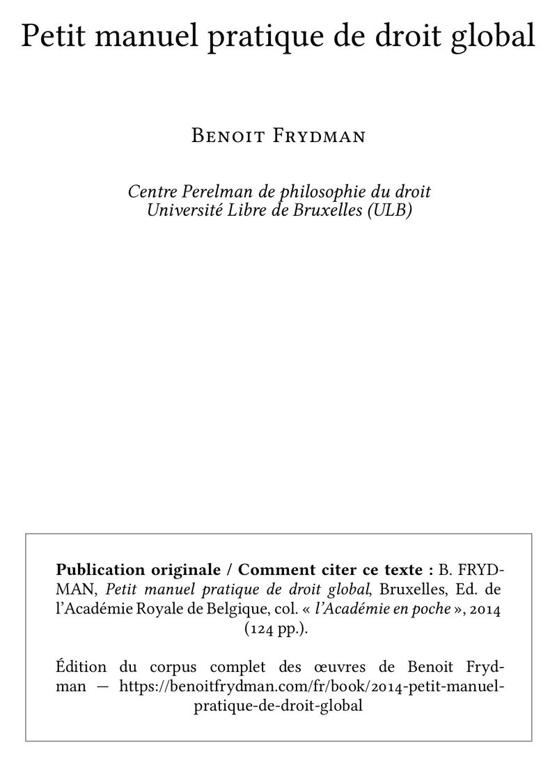 Petit manuel pratique de droit global