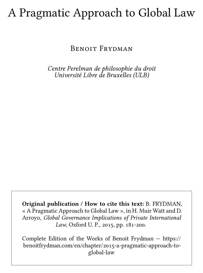 A Pragmatic Approach to Global Law