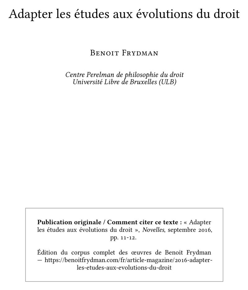 Adapter les études aux évolutions du droit