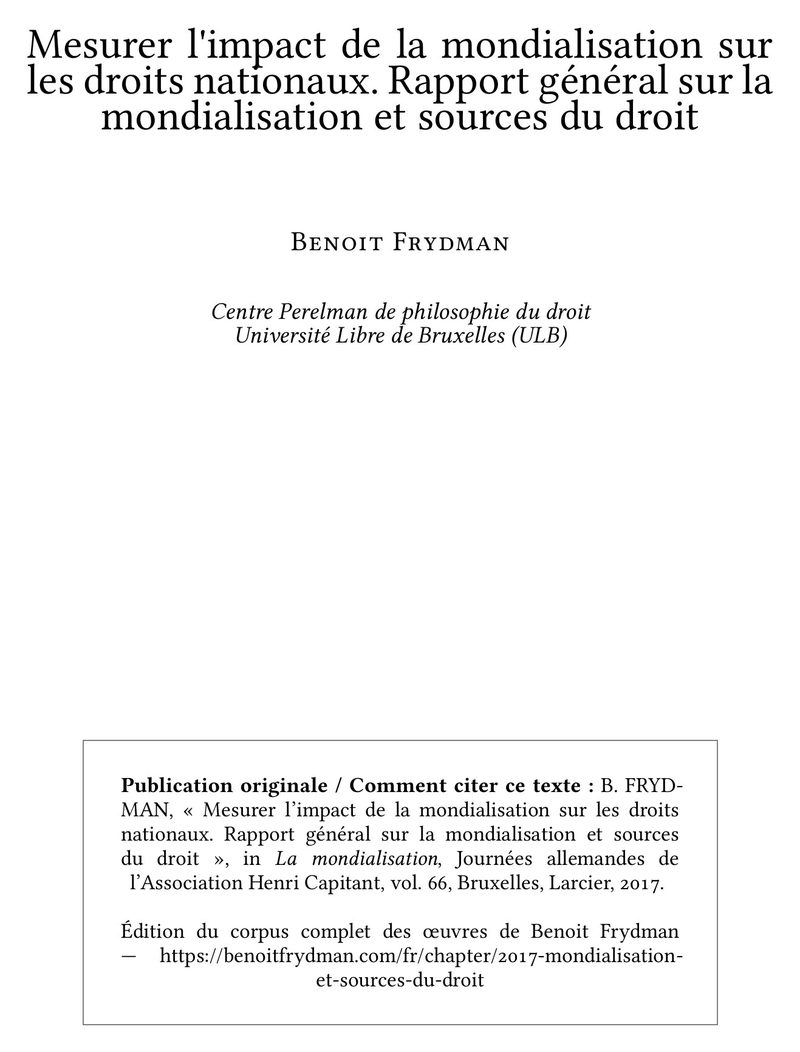 Mondialisation et sources du droit