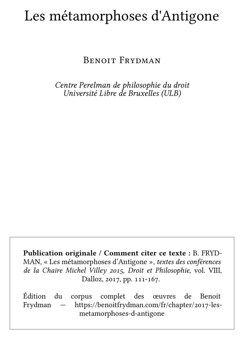 Les métamorphoses d'Antigone