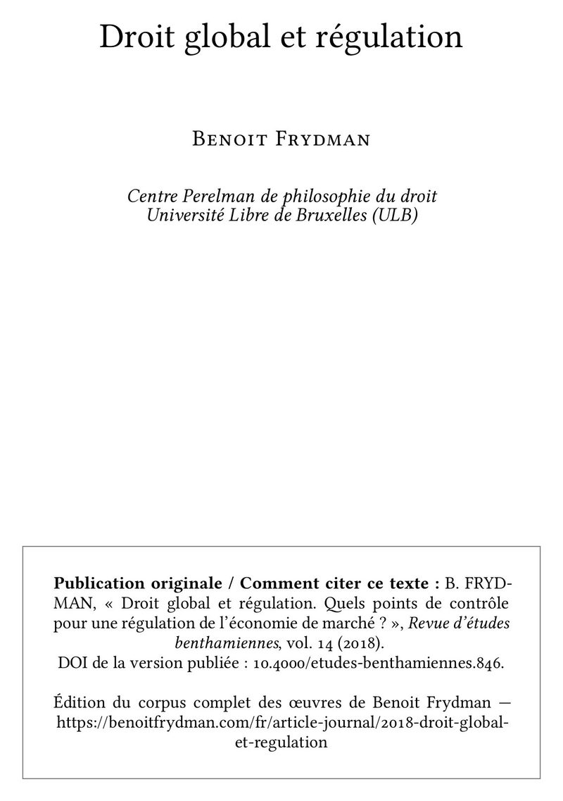 Droit global et régulation