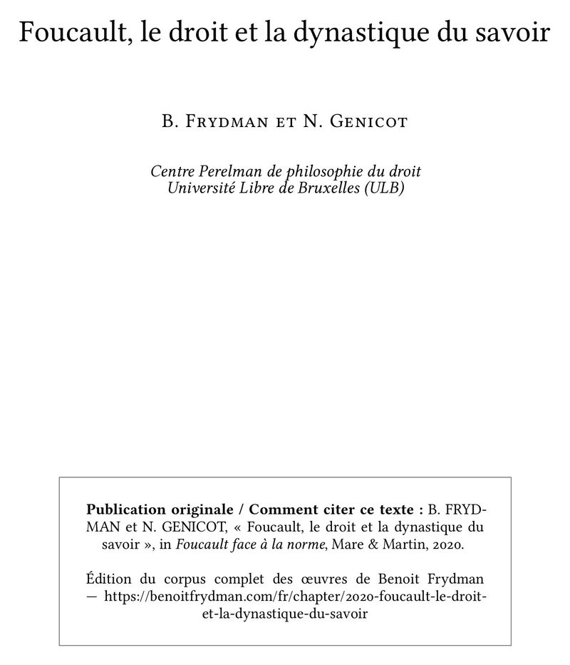 Foucault, le droit et la dynastique du savoir
