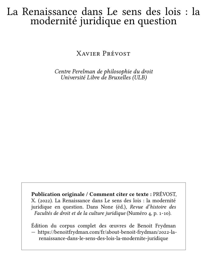 La Renaissance dans Le sens des lois : la modernité juridique en question