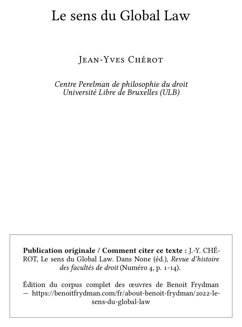 Le sens du Global Law