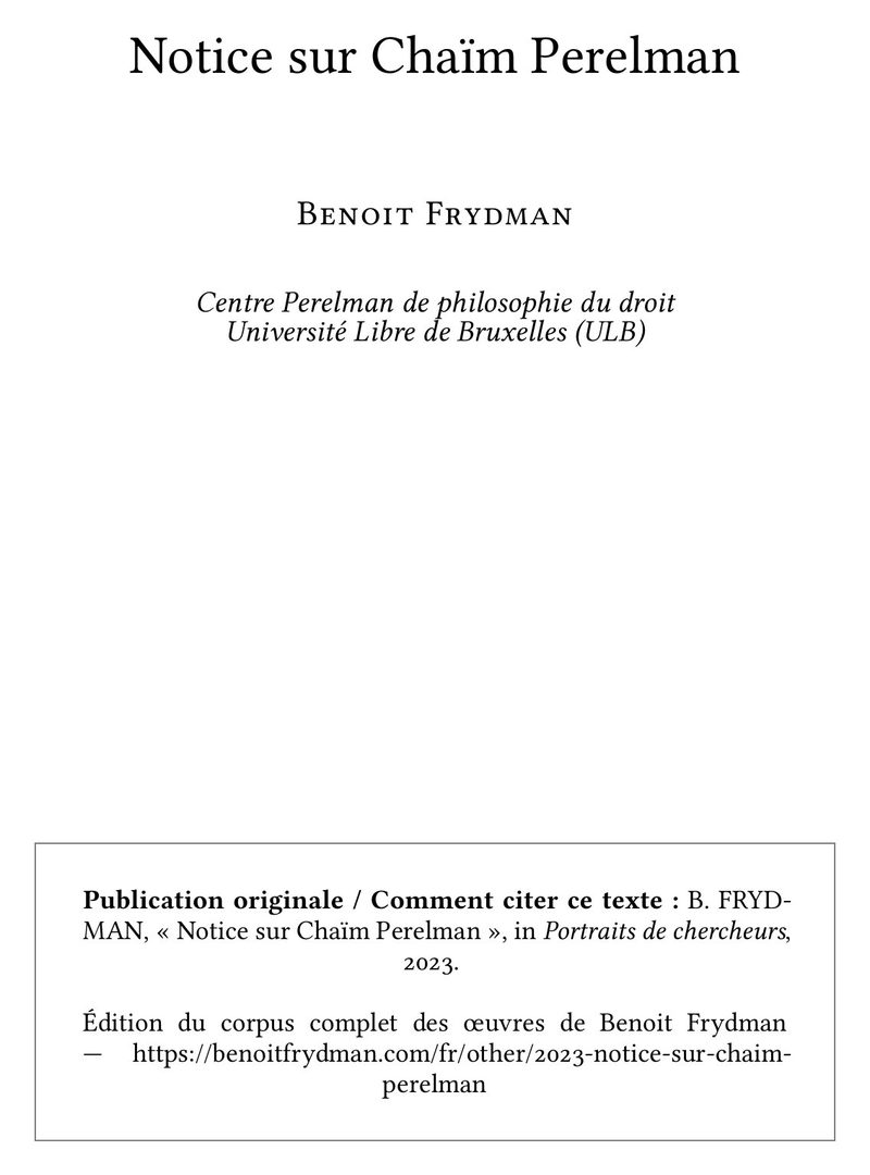 Notice sur Chaïm Perelman