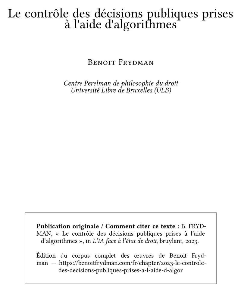 Le contrôle des décisions publiques prises à l'aide d'algorithmes