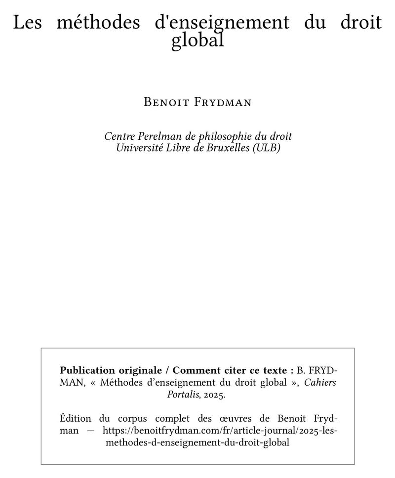 Les méthodes d'enseignement du droit global