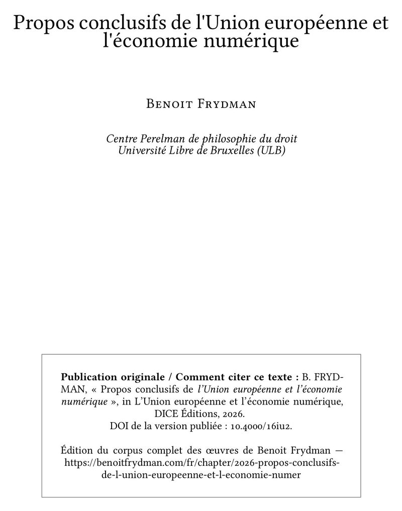 Propos conclusifs de l'Union européenne et l'économie numérique