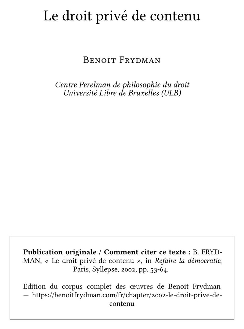 Le droit privé de contenu
