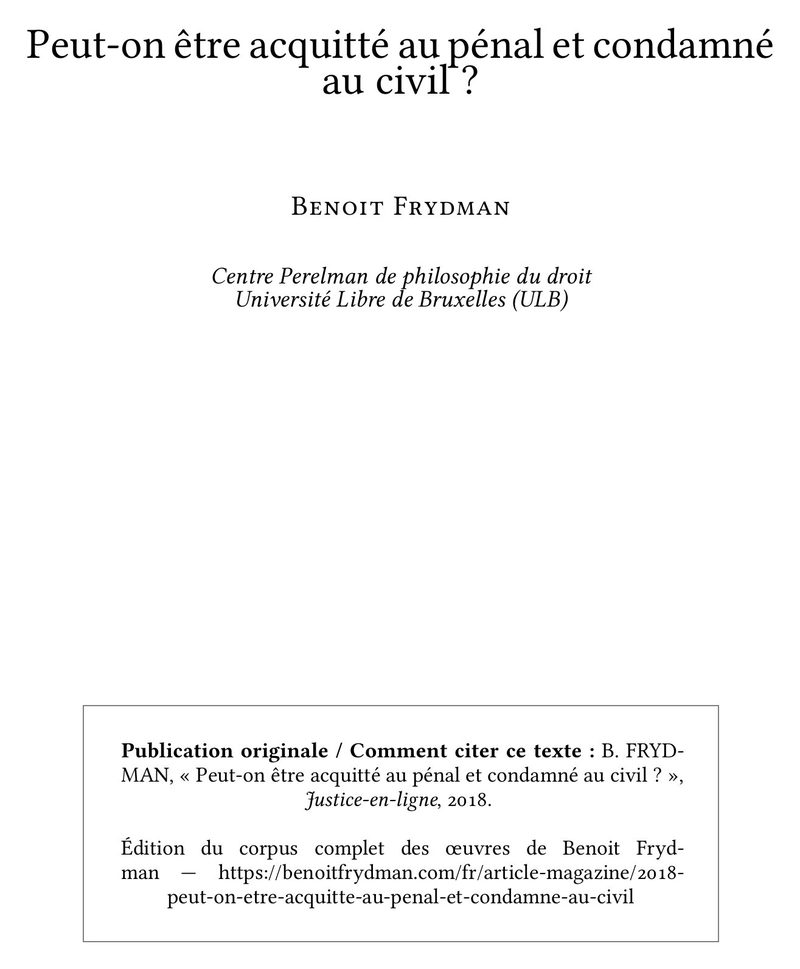 Peut-on être acquitté au pénal et condamné au civil ?