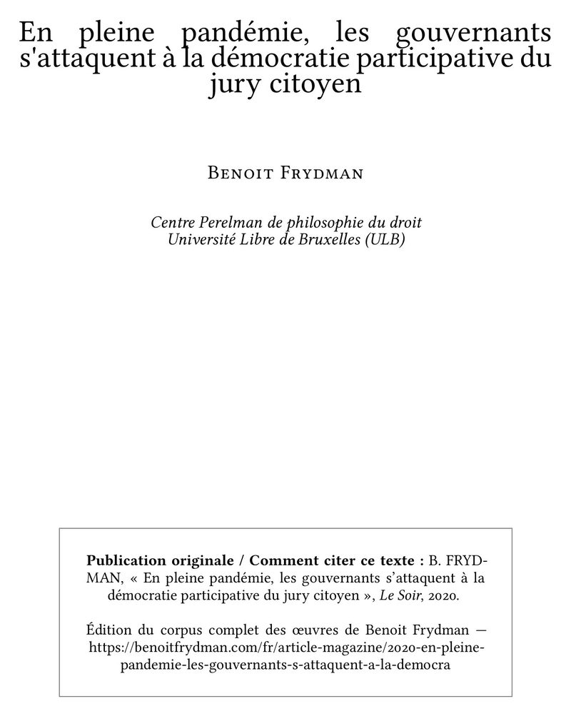 En pleine pandémie, les gouvernants s'attaquent à la démocratie participative du jury citoyen